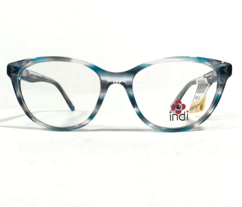 Indi KG7002 BL Kids Eyeglasses Frames Black Blue Gray Clear Cat Eye 48-16-130
