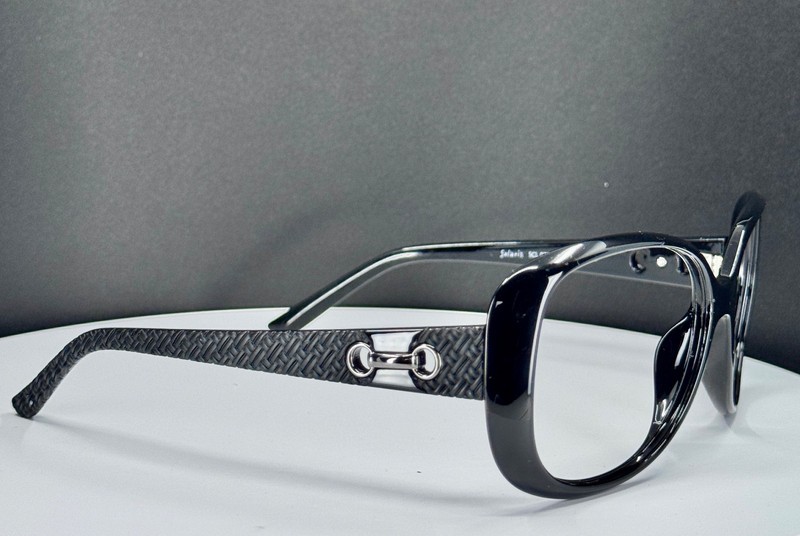 VTG SOLARIS SCL 075 BB Womens Black Glam Round Full Rim Eyeglasses FRAMES ONLY