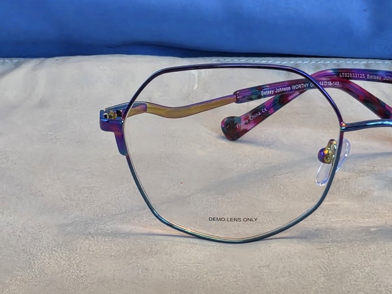New Women's Betsey Johnson Eyeglass Frame Worthy Oil Metal 54-18-140 gallery