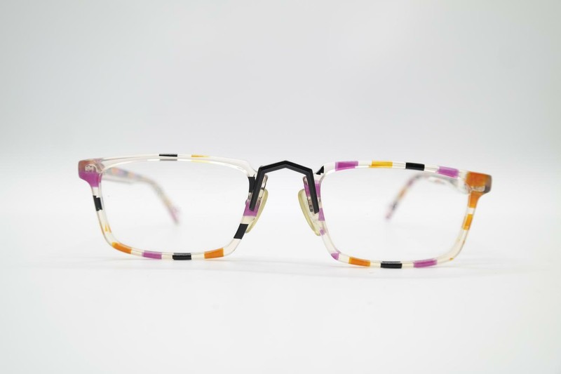 Vintage Robert Rüdger 490 86 Multicoloured Clear Angular Glasses Eyeglasses NOS