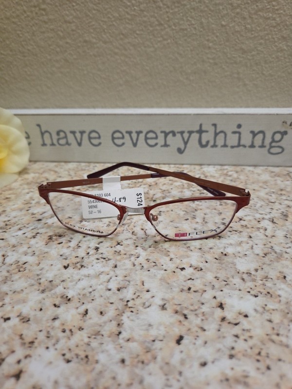 TI FLEX TFL2103604 /554306228 Wine 52-16- FLEX TITANIUM EYEGLASSES gallery