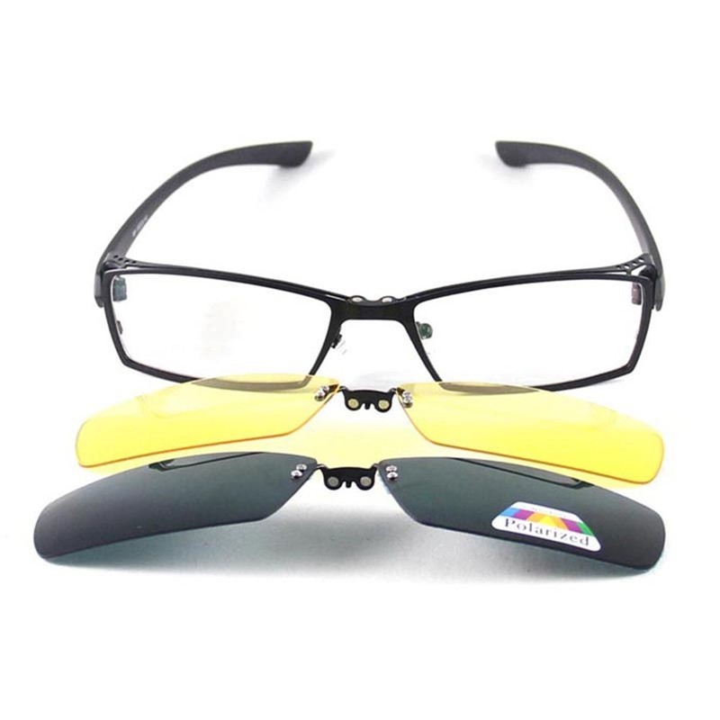 3-in-1 Magnetic Clip-On Eyeglasses for Men Industrial Frame Polarized Lenses gallery