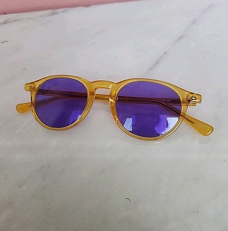 REVEL Handmade Eyeglass Frames Only 47-20-145 Amber Yellow Round Optical RX gallery
