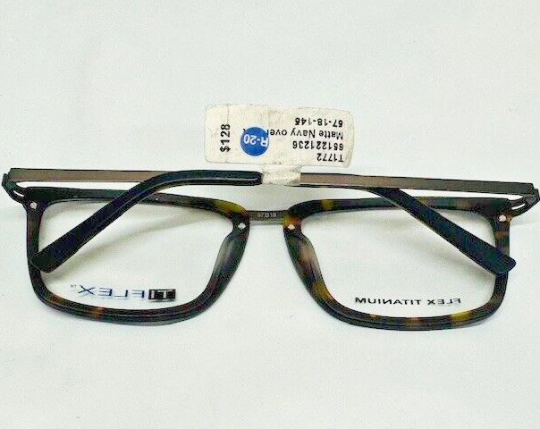 Ti Flex Extended Fit Titanium Frames T1722 Matte Navy over Tort 57-18-145 gallery