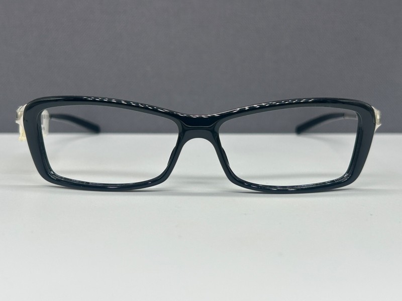 Yves Saint Laurent Woman Eyeglasses Frames Schwarz Eckig Silber Chrome 2028