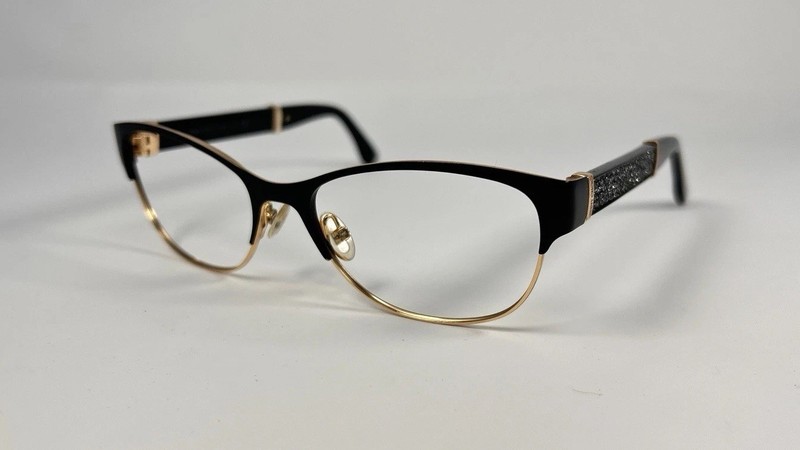 Jimmy Choo Black Gold Glitter Eyeglasses 180 17J 53[]16 Frame Only