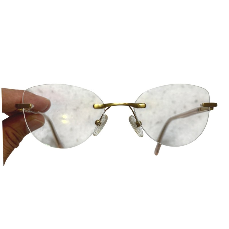 Tocco Beta 100 CH Titanium Rimless Eyeglasses Gold Sand Col 39 145mm with Case