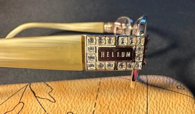 Woman's Eye Glass Frames. Designer Helium -Paris. Rhinestone Gold-tan Frames gallery