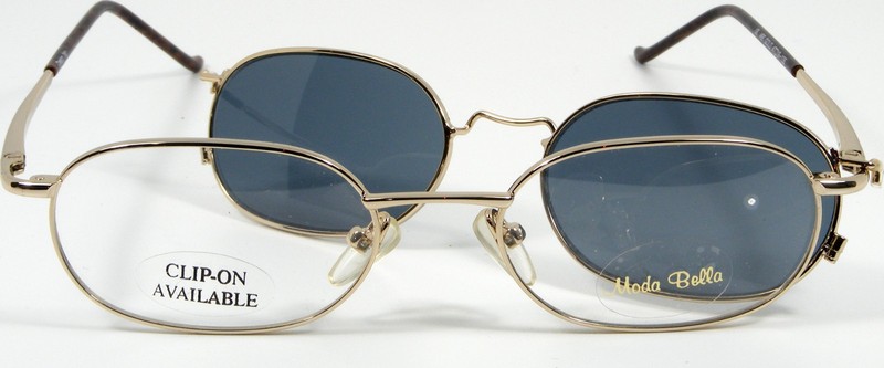 Moda Bella Gold Eyeglasses Frame 466 47-19-135 w/ Clip-On Grey Lenses
