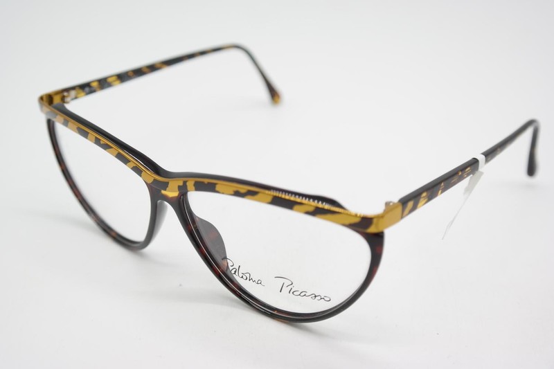 Vintage Glasses Paloma Picasso 3753 10 Gold Brown Oval Eyeglass Frame gallery