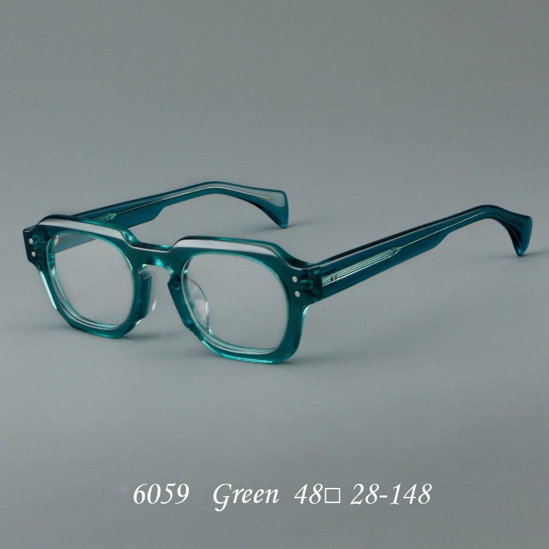 Vintage Square Full Rim Wide Frame Retro Spectacles Clear Lens Green White gallery