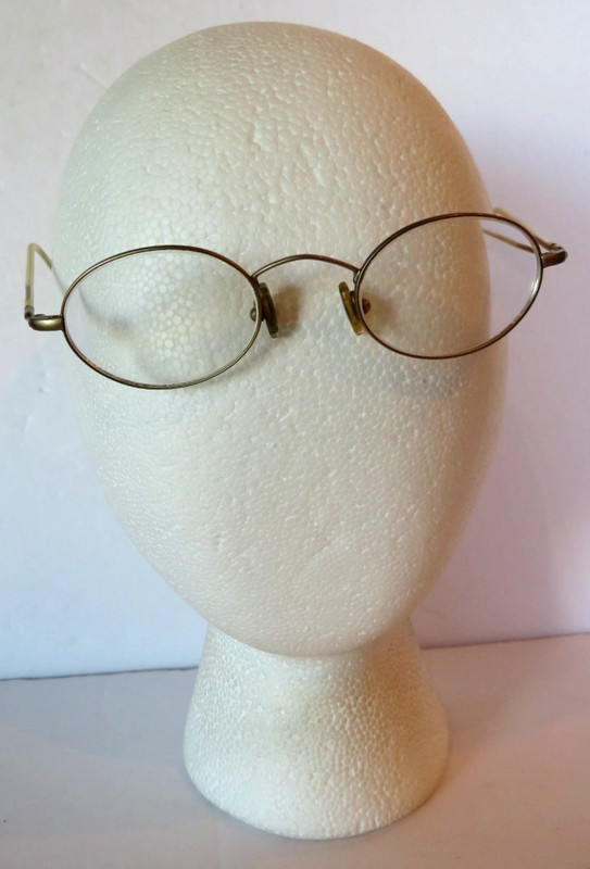 Eyeglasses Wire Full Rim Gold Tone Oval Unbranded Lightweight Hippie Granny Eyes
