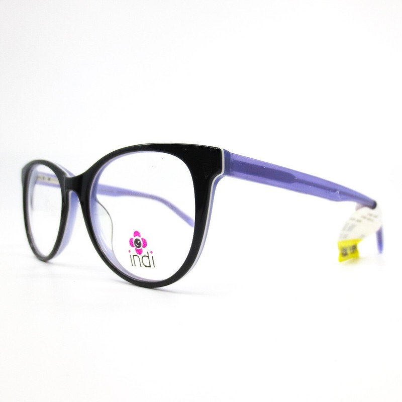 Indi KG 6001 BK Kids Eyeglasses Frames Black Purple Round Full Rim 47-17-135 gallery