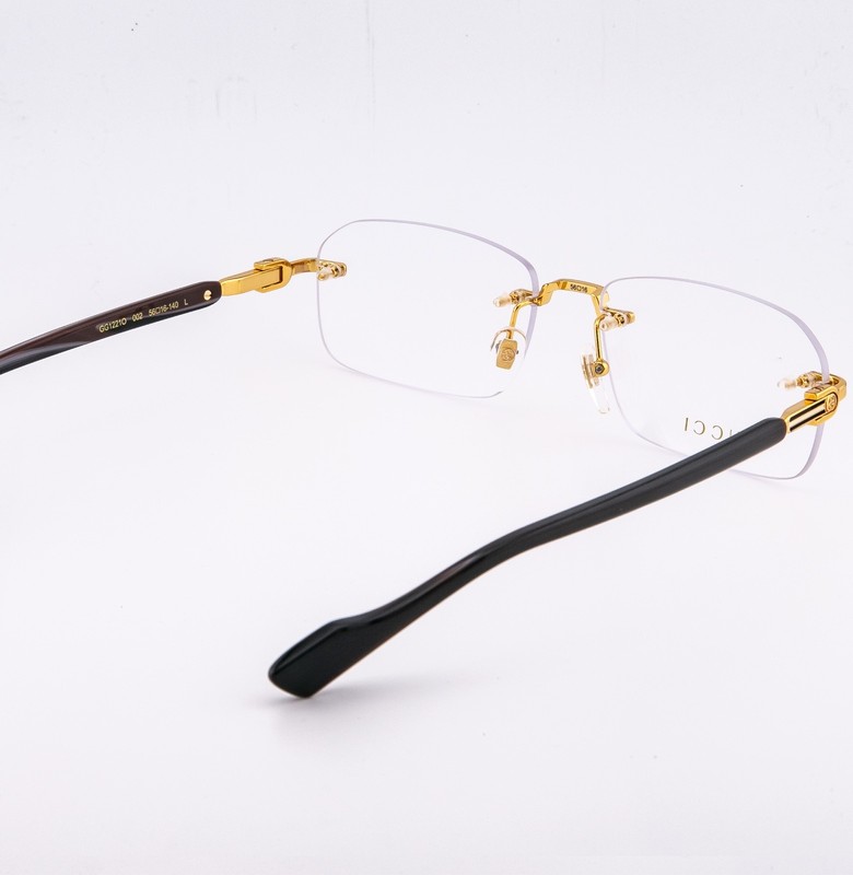 GUCCI GG1221O 1221 Brown Horn Gold Classic Stripe Narrow Eyeglasses 002 GG1221 gallery