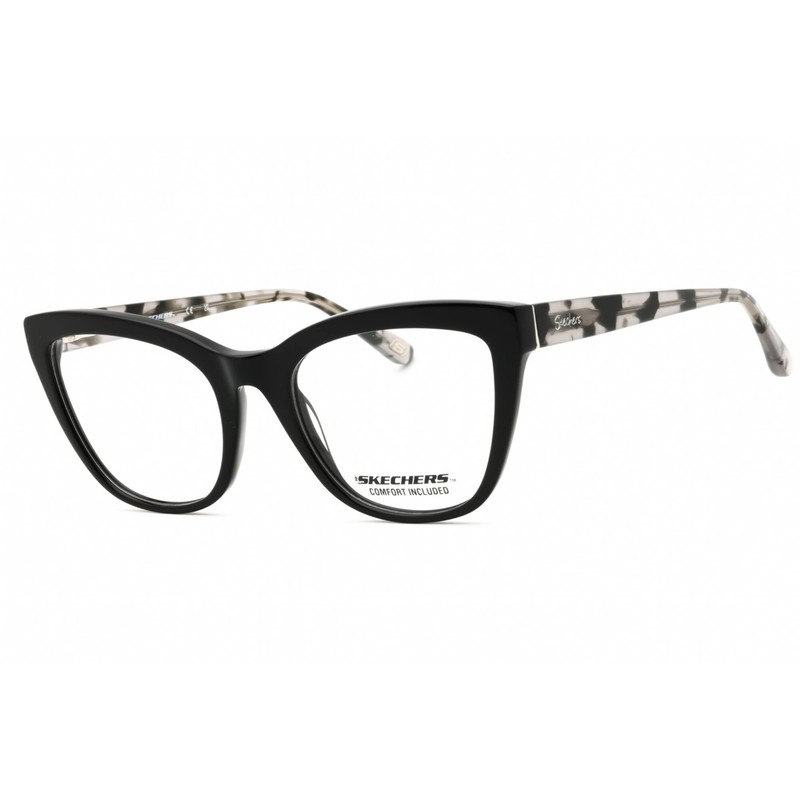 Skechers Women’s Eyeglasses Shiny Black Acetate Cat Eye Shape Frame SE50035 001