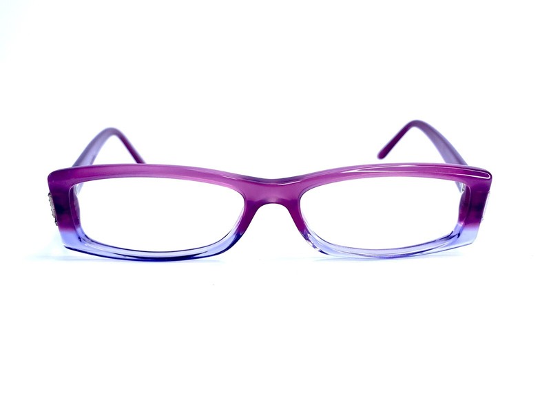 Versace Clear Lavender Pink Lucite Rectangular Glasses Italy MOD3039-B 53 16 135 gallery