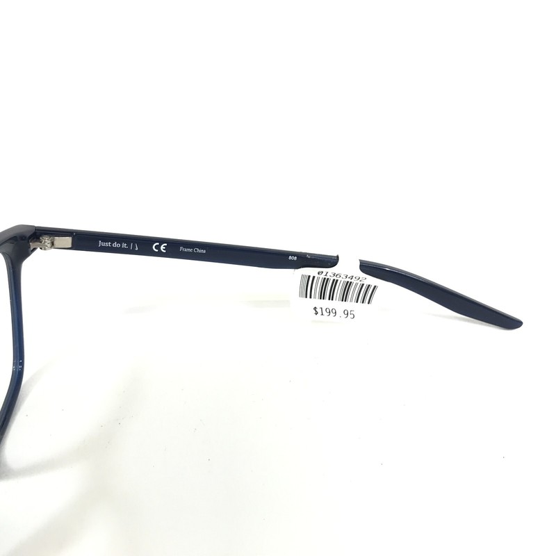 Nike Eyeglasses Frames 7124 420 Blue Square Full Rim White Swoosh Logo 50-19-145 gallery
