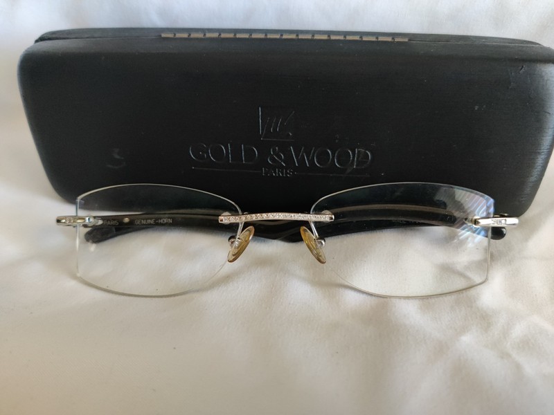 Gold & Wood Paris Horn Rimless Eyeglasses Diamond Accent gallery