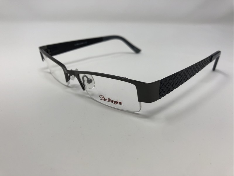 Bellagio Eyeglasses Frames B578 C-02 Metal Black 47-18-135 Half Rim BB87 gallery