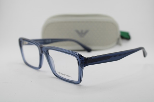 NEW EMPORIO ARMANI EA 3206 5072 CLEAR BLUE AUTHENTIC EYEGLASSES 56-18