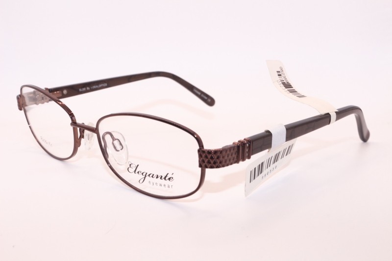 NEW ELEGANTE EL22 BROWN GUNMETAL AUTHENTIC DESIGNER FRAMES EYEGLASSES 48-15