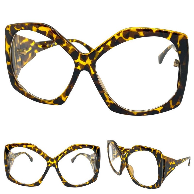 Women’s Oversized Vintage Retro Style Clear Lens EYE GLASSES Huge Tortoise Frame