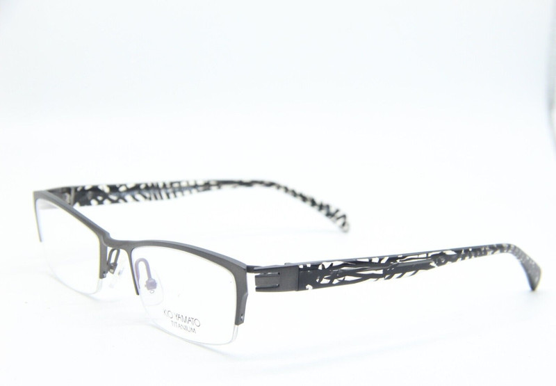 NEW KIO YAMATO KT-312U 44 BLACK GREY AUTHENTIC EYEGLASSES 52-19