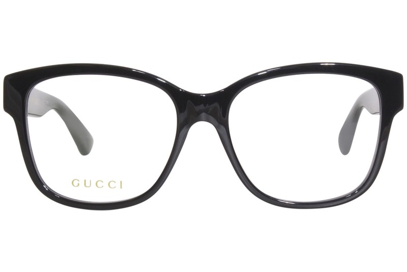 Gucci GG0038ON 011 Eyeglasses Women's Black/Green Full Rim Square Shape 54mm gallery
