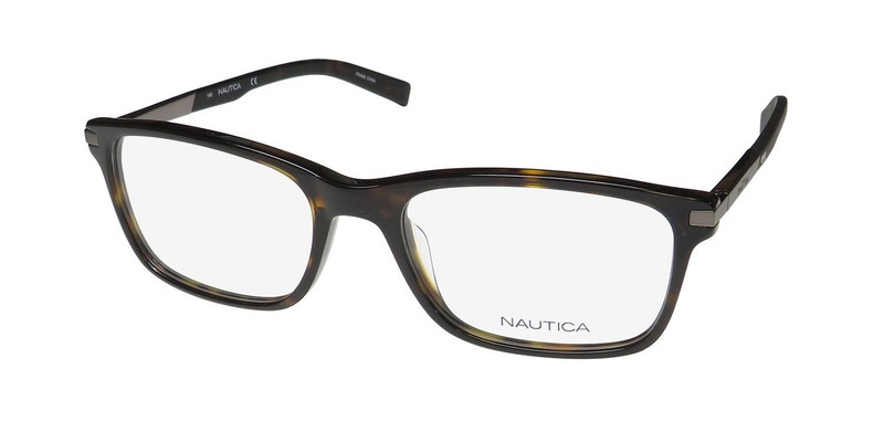 NEW NAUTICA N8131 EYEWEAR 56-19-140 206 FULL-RIM RECTANGULAR PLASTIC TORTOISE