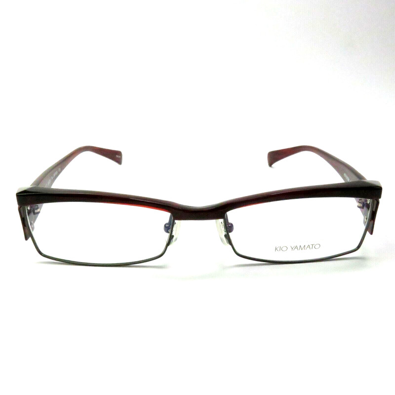KIO YAMATO EYEGLASSES KP-070M 53-18-139 maroon red to black shielded frames