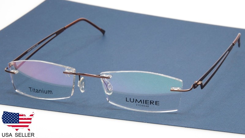NEW LUMIERE EYEWEAR ITALY 6041 COL.2 BROWN EYEGLASSES RIMLESS 49-17-135 B25mm