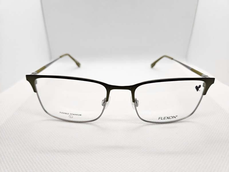 Flexon E1132 310 Matte Moss Silver Rectangle 54-18-145 Men's Eyeglasses Frame gallery