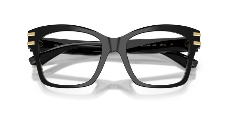 Dolce & Gabbana DG3419 501 Square Eyeglasses 54mm Black / Clear Demo Lens gallery