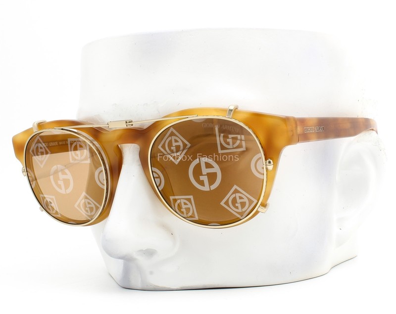 Giorgio Armani Eyeglasses Fold Clip-On Lens AR8190U Honey Havana 48mm w/case gallery