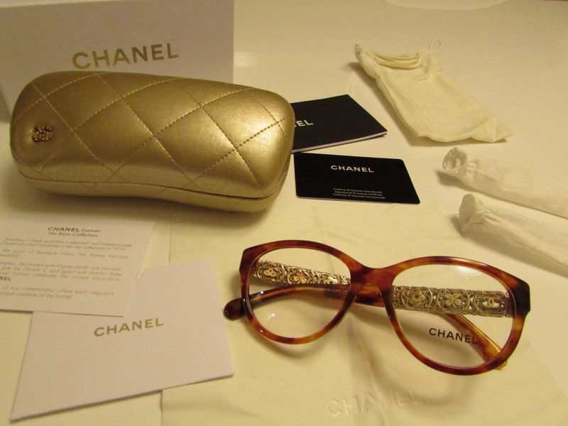 NEW AUTHENTIC CHANEL CH3271A / C.574 Havana Bijou 24K Gold Eyeglasses RX