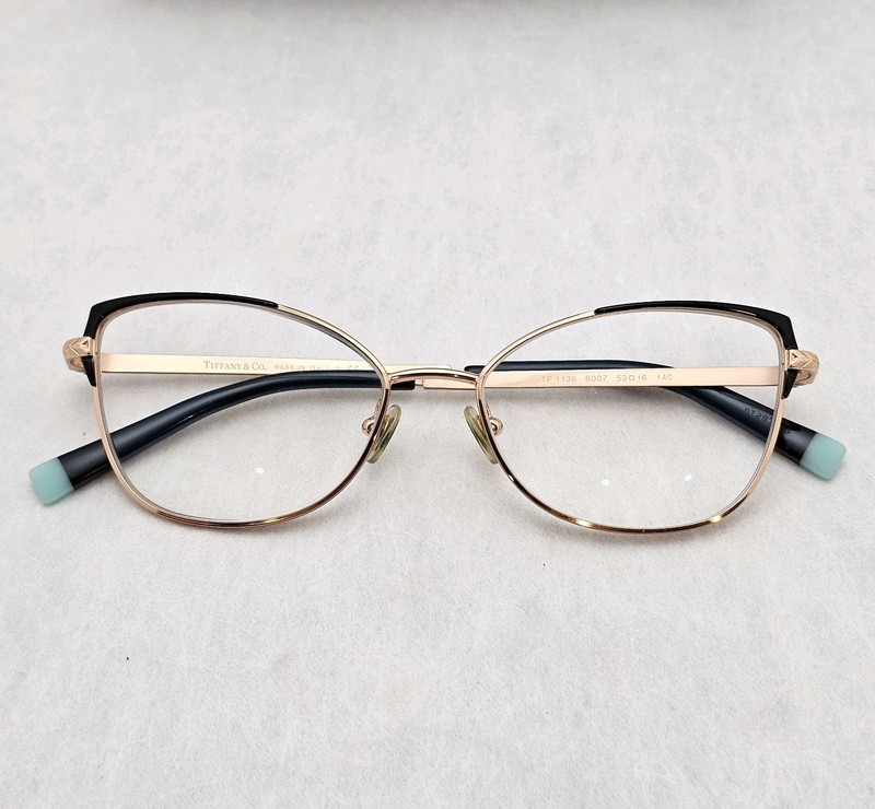 Tiffany & Co. TF1136 6007 53-16 140 Cat Eye Rubedo Blue Black Eyeglasses + Case
