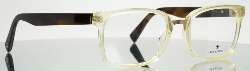 SERAPHIN Pennington 8219 Antique Crystal Brown Horn Mens Eyeglasses 55-20-150 gallery