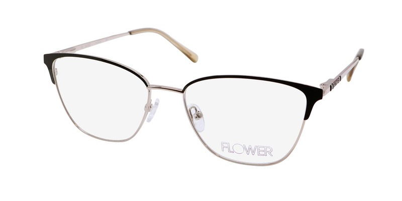 NEW FLOWER FLR6054 EYEWEAR 54-17-140 BLACK METAL & PLASTIC WOMENS BROWLINE 001