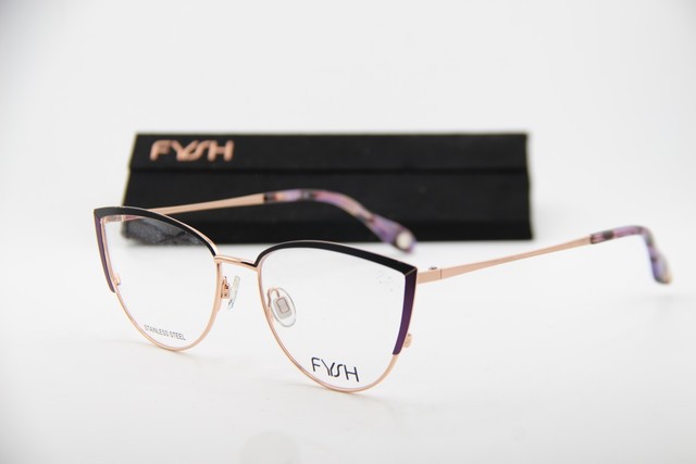 NEW FYSH 3713 M200 GOLD BLACK PURPLE GUNMETAL AUTHENTIC EYEGLASSES 55-17
