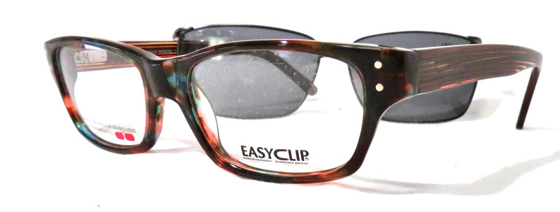 Easy Clip EC235 Eyewear 50-17-140 Multicolored Tort NEW eyeglass frame w/ clip