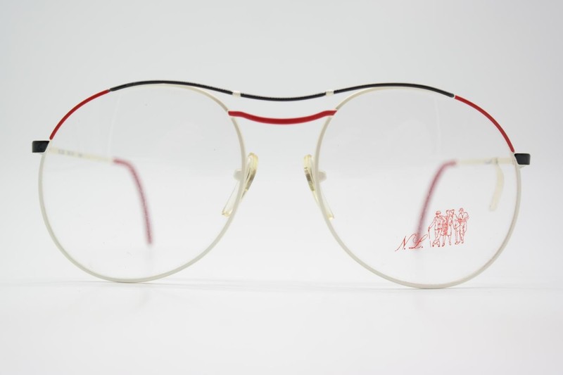 Vintage Glasses Nouvelle Ligne NL 200 White Black Red Oval Frame