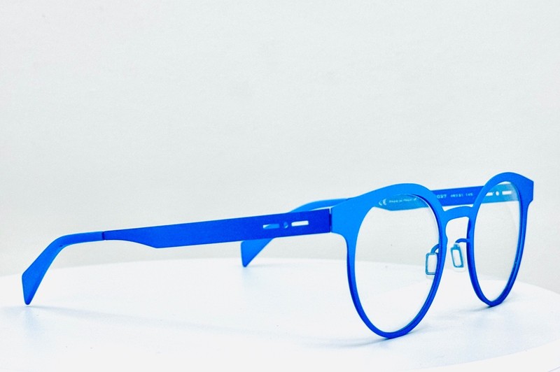 ITALIA INDEPENDENT 5027 027 Blue Unisex Round Full Rim Eyeglasses 49-21-145 B:45 gallery