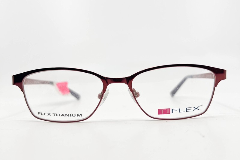 TI Flex 2103 604 Titanium, Shiny Wine Coral Eyeglass Frames 52-16-135