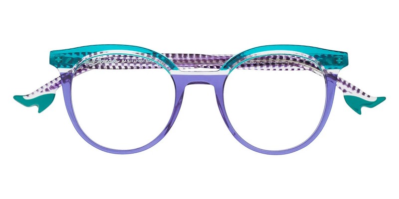 €400 Small Round Designer Eyeglasses Face à Face Bocca 20’s Green Purple