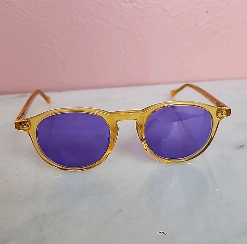 REVEL Handmade Eyeglass Frames Only 47-20-145 Amber Yellow Round Optical RX gallery