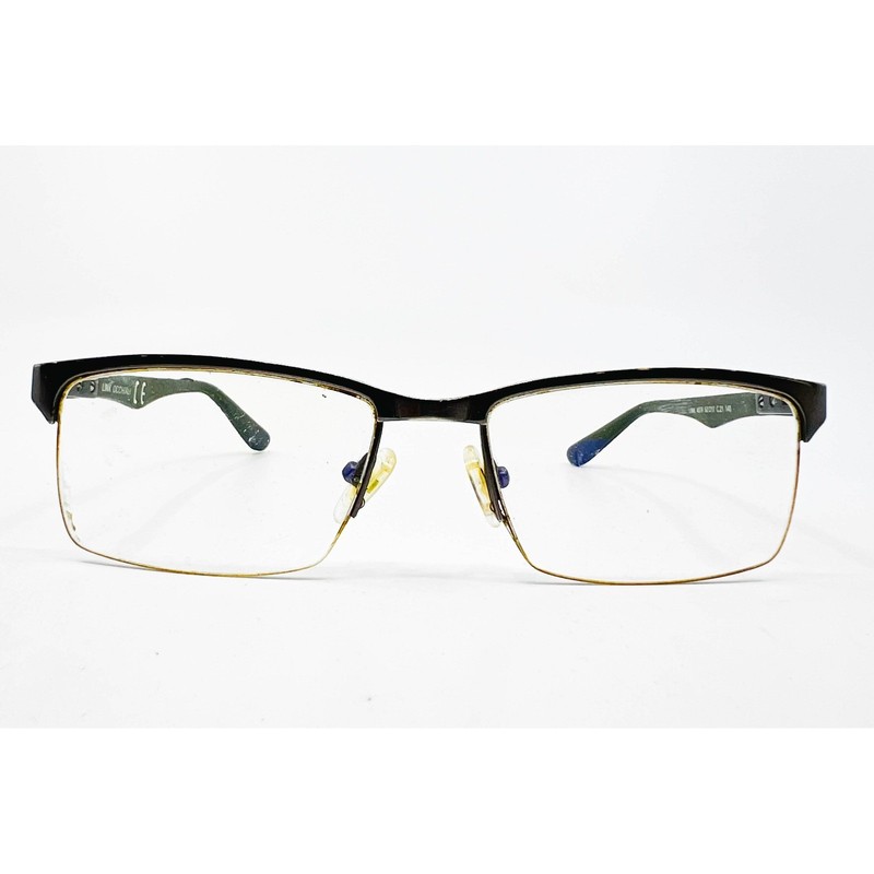 Link Occhiali Eyeglasses Men Black Green Semi Rimless 4076 52-17-140 gallery