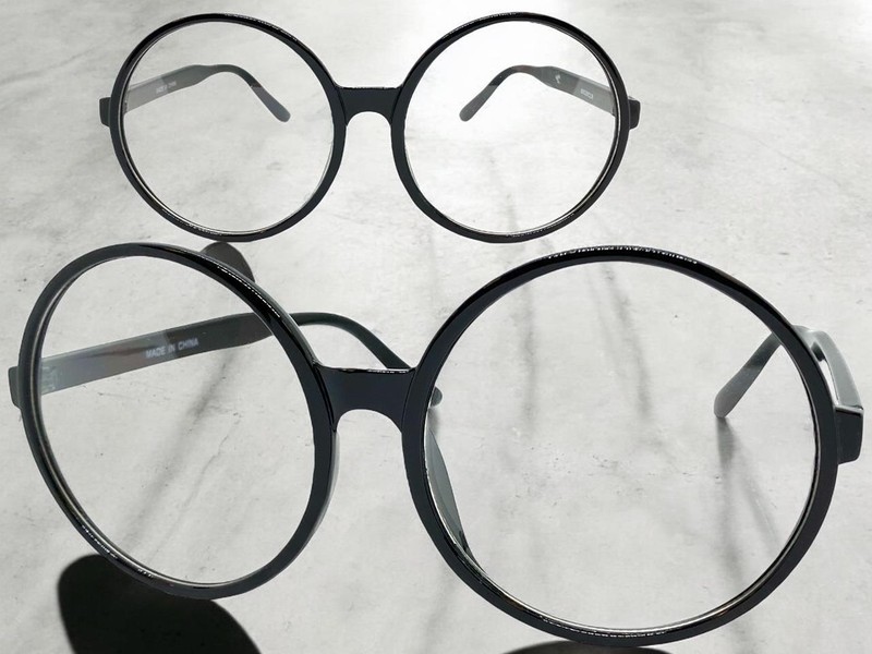 OVERSIZE EXAGGERATED RETRO Clear Lens EYE GLASSES X-Large Huge Round Black Frame