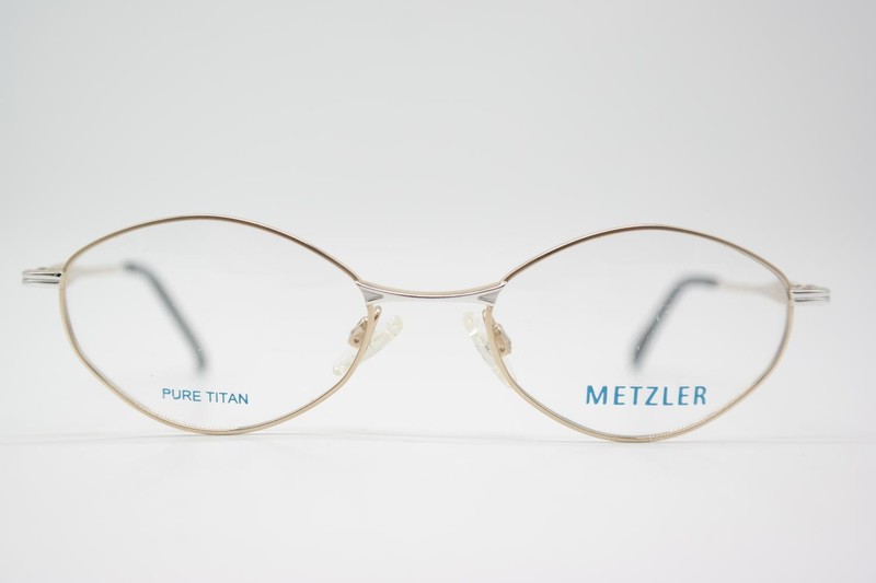 Vintage Glasses Metzler 1683 TITAN Gold Silver Oval Eyeglass Frame