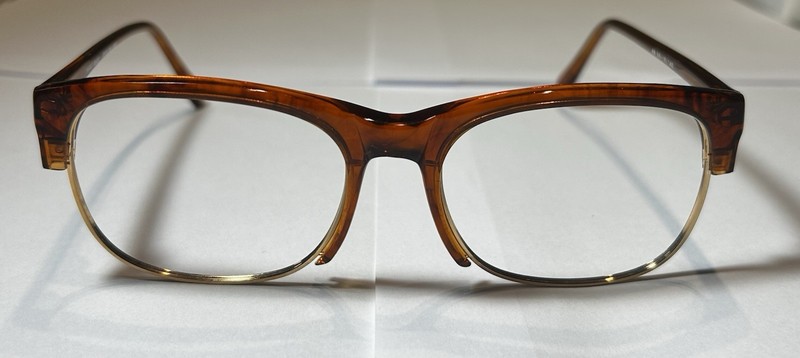 Vintage Optiline 6055 Handmade Eyeglass Frames NOS Brown Amber 56-18-140