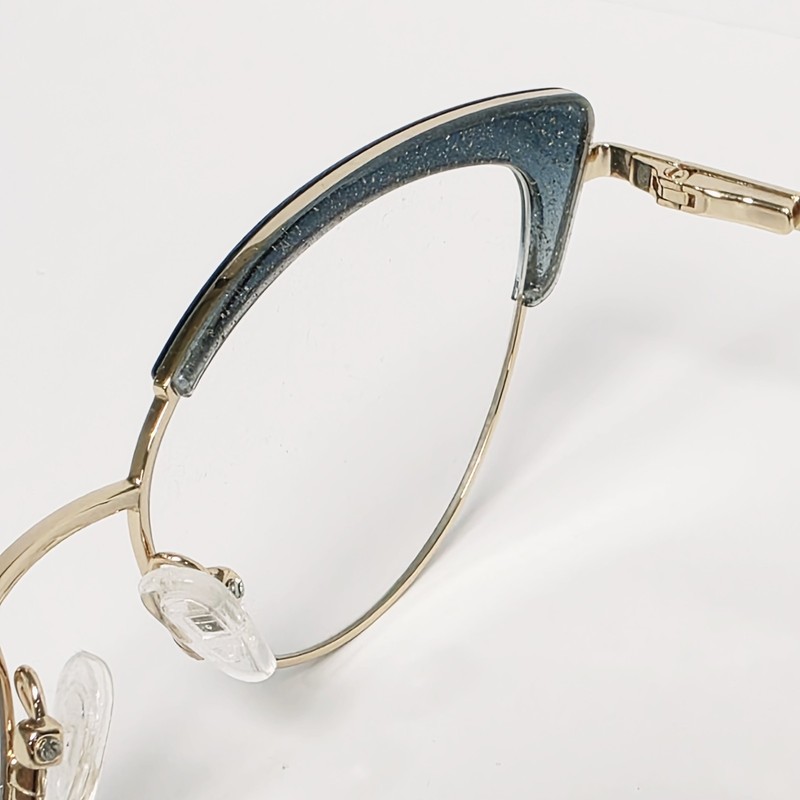 Charmossas Dulombi Women's Cat Eye Glasses in Gold / Teal Sparkle | 52mm gallery